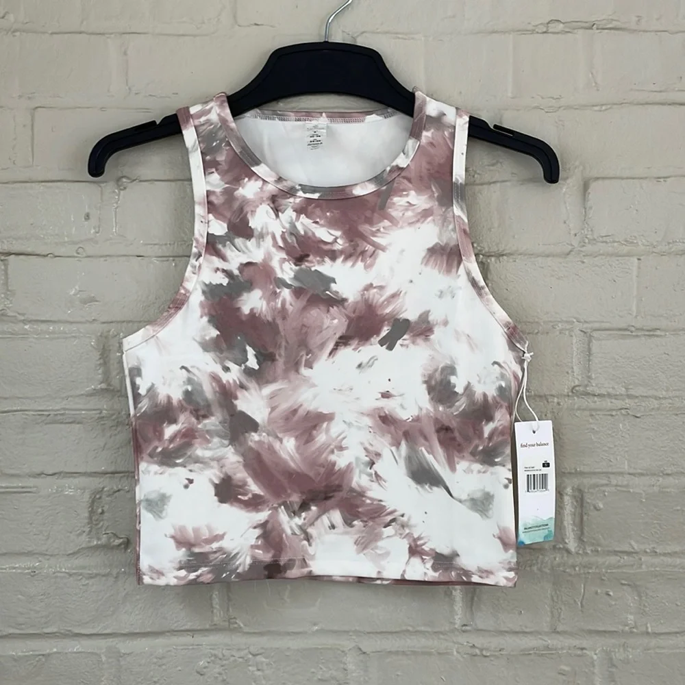 Marika Balance Collection Mia Crop Tank COLOR WILD PLUM TIE DYE BURST - Picture 1 of 4
